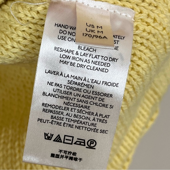 FREE PEOPLE butter yellow boxy oversized beachy sweater size medium slouchy knit - Picture 5 of 8